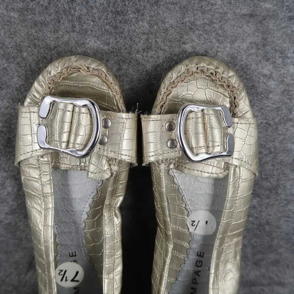 Rampage Shoes Womens 7.5 Loafer Flats Slip On Moc Toe Buckle Faux Croc Metallic